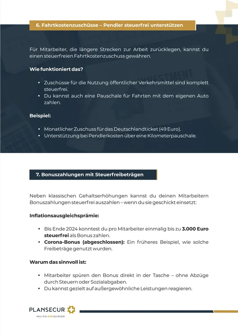 Leseprobe aus dem Report: Bonuszahlungen und Fahrtkostenzuschüsse mit Steuerfreibeträgen