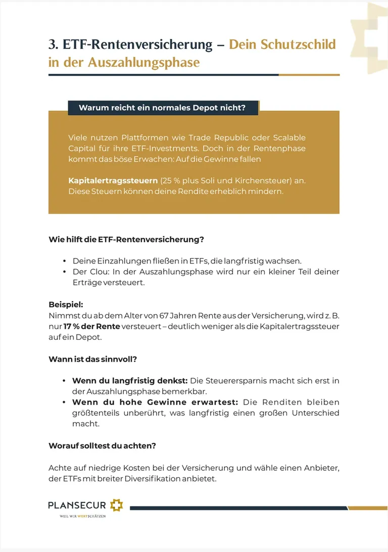 Leseprobe aus dem Report: ETF-Rentenversicherung als Schutzschild in der Auszahlungsphase