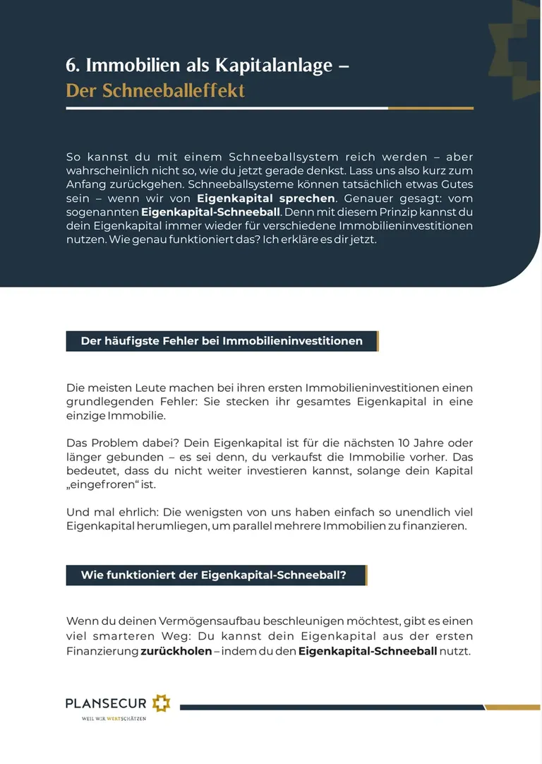 Leseprobe aus dem Report: Immobilien als Kapitalanlage und der Schneeballeffekt