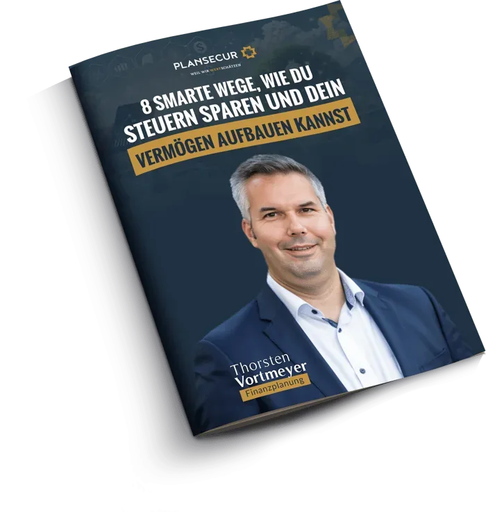Der kostenlose Guide „8 smarte Wege, wie du Steuern sparst und Vermögen aufbaust" als gedrucktes Heft